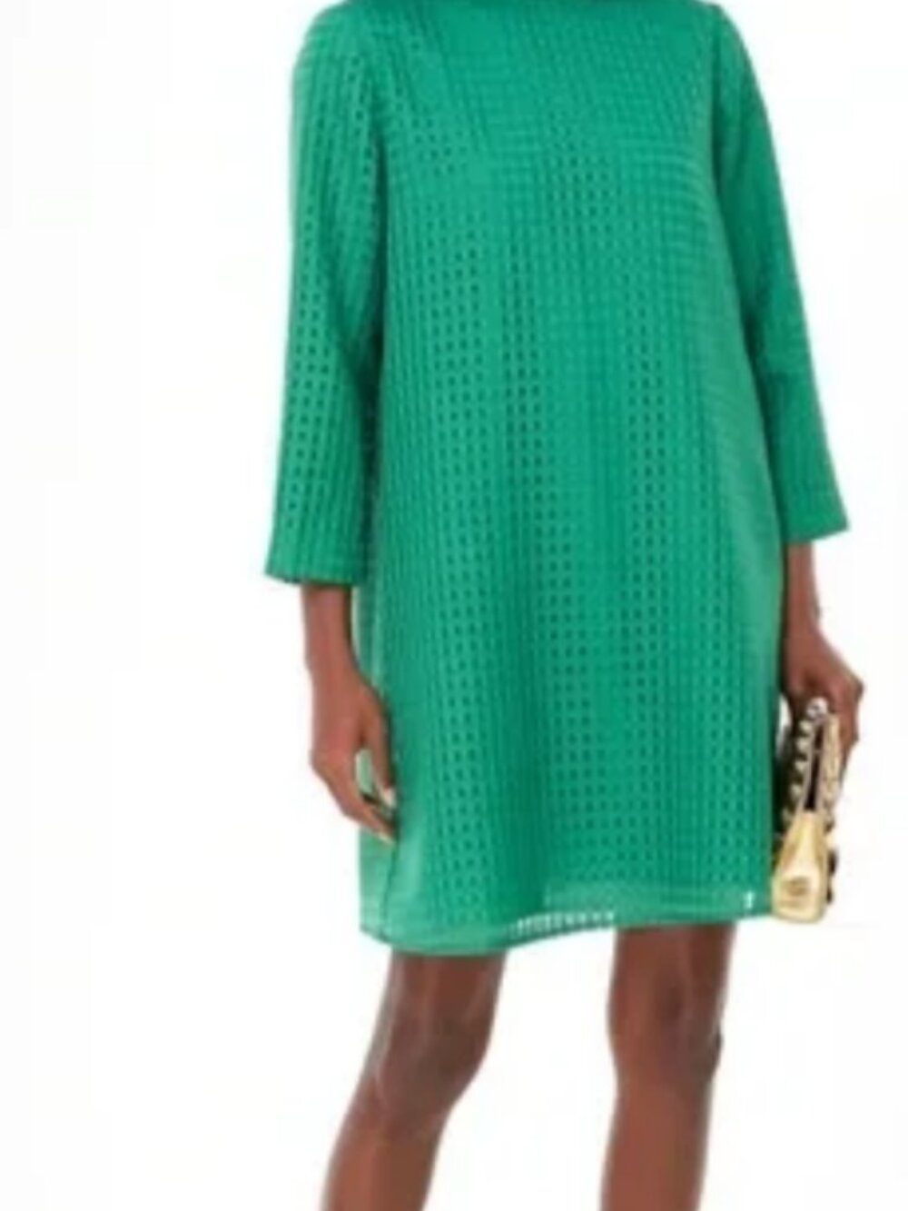 NWOT Tuckernuck Green Textured A-Line Dress with Bow Neck